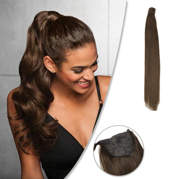 Ponytail 100% Remy Human Hair One Piece Extensions Medium Brown(#4) - FShine Shop